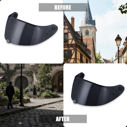 R420 Visor Shield Repalcement, UV Protection Outer Face Helmet Shield Compatible with R420 Motorcycle Accessories (Black) - color: Black