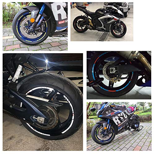 For Yamaha MT09 MT-09 Motorcycles Accessories Thick Edge Outer Front and Rear Rim Wheel Reflective Decal Sticker Magnet Strip Tape (B Blue,12) - color: B Blue