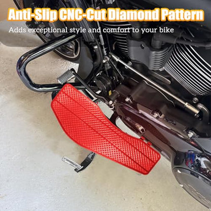 Red Big Rider's Floorboard, Front Footboards Foot Padels Footrest for Harley Touring Road King/Road Glide/Street Glide/Electra Glide/Ultra 1986-2025, Softail 1986-2017 - color: Driver Floor Board-Red