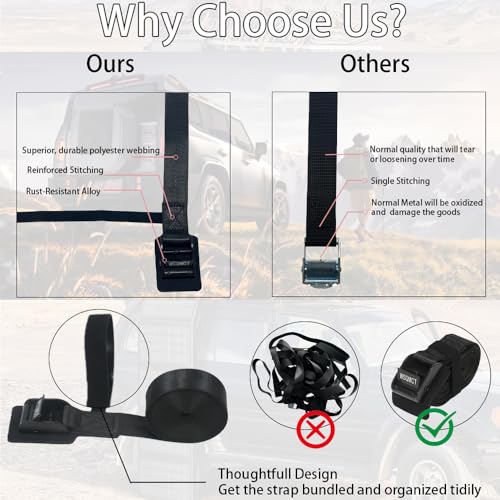 4 Pack Cam Buckle Tie Down Straps Adjustable Lashing Straps with Buckles, 1000LBS Break Strength for Bike Rack, Kayaks, Motorcycles, Truck, Cargo, Luggage, 1" x 10' - size: 1''×10'