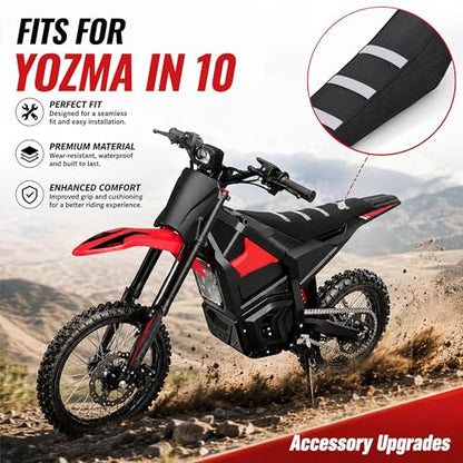 Seat Cover for Yozma IN10,White Stripe Non-Slip Motorcycle Cushion Cover for Electric Dirt Bike Ebike Yozma in 10-White - color: White