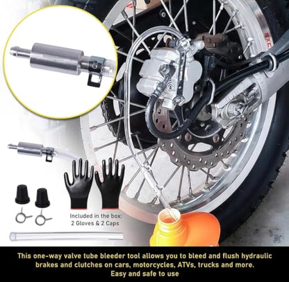 Brake Bleeder Hose Kit One Way Check Valve with Metal Clips for Cars Motorcycles Clutch Universal Flexible Bleeding Tool
