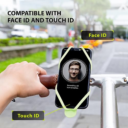 Bone Bike Tie 4, Bike Cell Phone Mount for Handlebar, Scratch-Free Silicone Holder with Anti-Slip Design, Universal Cycling Phone Holder Compatible with Most Smartphones (Luminous - Handlebar) - color: Bike Tie 4 - Luminous