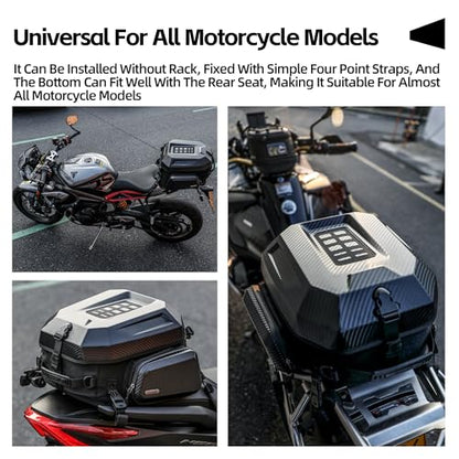 Rhinowalk Motorcycle Tail Bag (Carbon Black-Upgraded Version, 23-35 L) - color: Carbon Black-Upgraded Version, size: 23-35 L