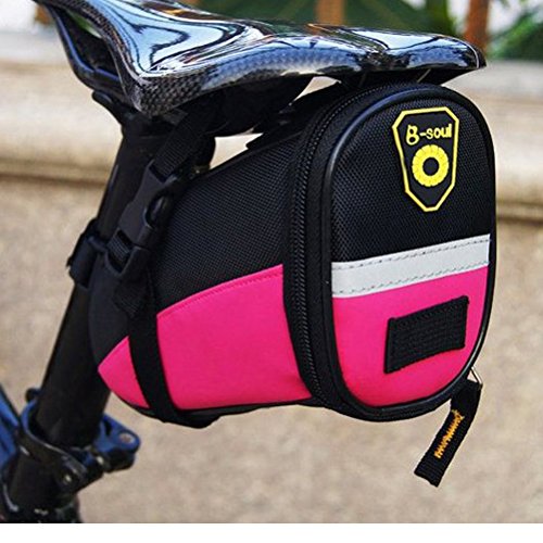 sponeed Cycling Seat Pouch Bicycle Bike Saddle Bag Rear Packs Tools Pocket 6 Colors - color: Pink