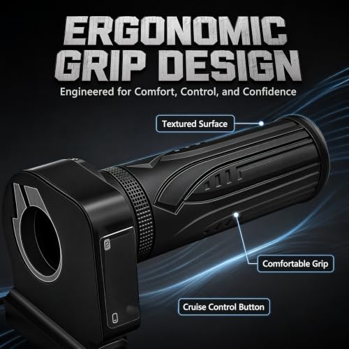 48V Electric Bike Throttle Grip with LCD Voltage Display & Cruise Control | 7/8-inch (22mm) handlebars, 6-Pin Connector, Compatible with Jetson Haze, DYU Y16 & Folding Ebike