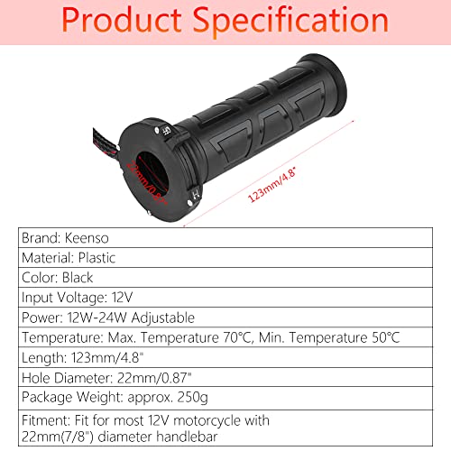 Motorcycle Heated Grips, Premium Adjustable Temperature 12V Handlebar Grips with Voltmeter USB Charger Universal 22mm 7/8 Inch for Winter Riders Commuters Touring Enthusiasts Cold Weather Riding