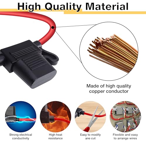 ecocstm 2 PCS Inline Fuse Holders 12V, 8 AWG Car Gauge Inline Fuses, Waterproof Fuse Holder with 80A Maxi Blade Fuses for Automotive, Marine, Golf Cart Lighting, Electrical Circuits - size: 2 PCS 8AWG