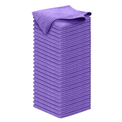 USANOOKS Premium 300GSM Microfiber Cleaning Cloth - 12.5"x12.5" High Performance - 1200 Washes, Ultra Absorbent Microfiber Towels for Cars Undercarriage, Rims & Engine Bay Cleaning - Microfiber Cloth - color: Purple, size: 12.5" x 12.5" (50 pack)