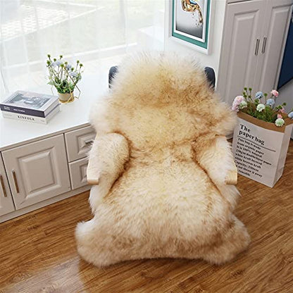 Real Genuine Sheepskin Rug Natural Fur Rug Sheep Skin Rugs Full Sheepskin Rugs Authentic Sheep Skin Throw Lambskin Seat Covers for Chairs Wool Seat Pad Cushion (2.3X3.28 ft) - color: 7