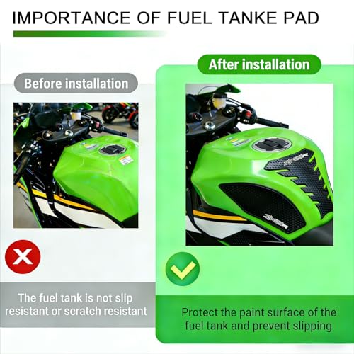 5PCS Motorcycle Fuel Tank Pad Sticker Protector Anti Slip Tank Grip Sticker Compatible with Ninja ZX 6R ZX-6R ZX636 2013-2024 2025 2026 ZX6R Accessories Side Decals Stickers