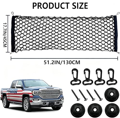 ZMD Truck Bed Cargo Net Nylon Universal Heavy Duty Truck Storage Mesh Pouch Pickup Cargo Organizer Trunk Mesh Cargo Net (51x18 Inch) - size: 51 x 17.7 Inches