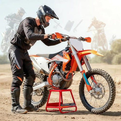 CHANGCHENG Motorcycle Stand Detachable Dirt Bike Stand Universal Anti-skid Maintenance for Most Motorcycle Dirt Bike Ebike KLX110 Surron Talaria Eride Pro Tuttio Red - color: Red