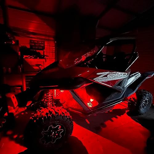 Red Rock Light 12pods 6000k Pure Red Led Rocks Lights Kit Ip68 Waterproof 47inch Extension Wires for ATV Rv Utv SUV Offroad Pickup Trucks Golf Boat Cars Trailers Fender Underglow Lighting (Red) - color: Red-12pcs
