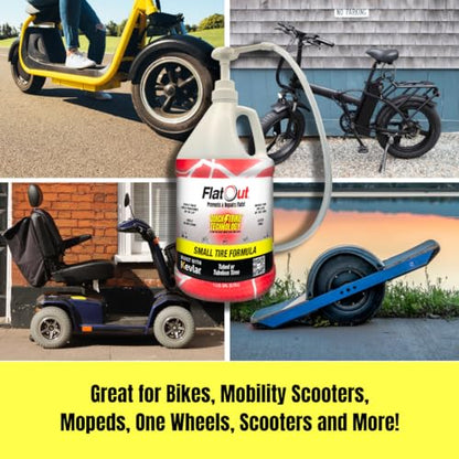 QuickStrike Tire Sealant - Small Tire/Bicycle Formula - NEW Formula - Prevents Flat Tires - Seals Leaks - Contains Kevlar - Tubeless Tire Sealant - 1 Gallon + Tool - size: 1 Gallon + Tool