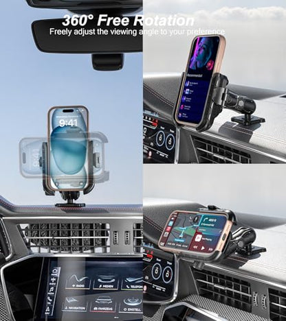 LOKTENWO Anti Vibration Phone Mount, 1s Lock & Release Phone Holder with Shock Dampener, Camera Friendly Aluminum AMPS Square Base Medium Arm for Car Motorcycle UTV Truck Boat, Fits 5.4"-7.2" Phones