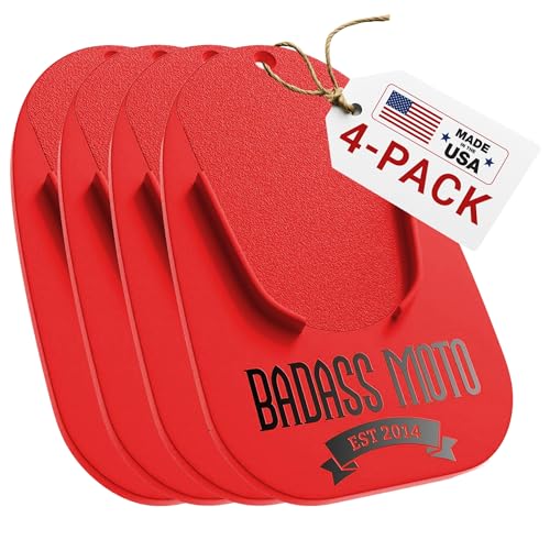 Badass Moto Motorcycle Kickstand Pad - Kick Stand Puck, Coaster Plate for Harley Davidson, Touring & Sport Bikes - Motorcycle Accessories for Grass, Dirt, Hot Pavement Parking Pad - Red(4-Pack) - color: Red, size: 4-Pack