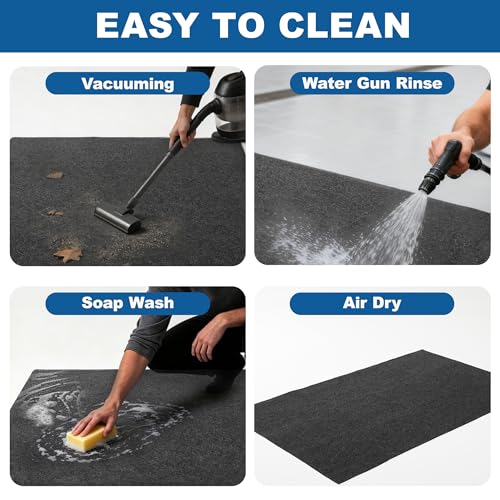 Oil Mat for Garage 36" x 59" - Premium Felt + Rubber Waterproof Backing Thickened Soft Contains Liquids Oil Spill Mat Reusable Non-Slip Maintenance Pad for Under Car Workbench Driveway Spot Protection - size: 3' x 4'11"