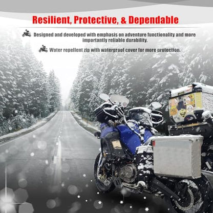 Goldfire Motorcycle Tank Bag Storage Bags Expandable ADV Gas Oil Fuel Tank Saddle Bag with Strong Strap Mount Water Resistant (Blue Piping) - color: Blue Piping