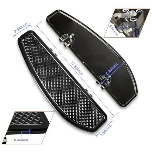 Stretched Anti-Slip Extended Stretched Driver Rider Foot board Floorboards for Harley Road King/Road Glide/Touring/Street Glide/Electra Glide/Ultra 1986-2023, Softail 1986-2017,Black - color: Driver Floor Board-Black