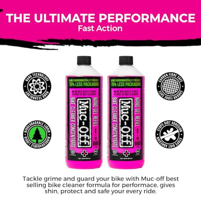 Muc-Off Bike Cleaner Concentrate | Powerful Nano Tech Bike Cleaner | Safe on Carbon Fibre, Biodegradable Formula for Bicycle and Motorcycle Cleaning - size: 33.81 Fl Oz (Pack of 2)