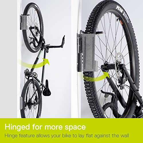 Swivel Bike Wall Mount by Delta Cycle - Garage Bike Rack Swings 90 Degrees For More Floor Space - Bike Wall Hanger With Rear Tire Tray - Vertical Bike Rack Holds Any Bike Up To 40 lbs - size: Standard Tire, style: Swivel Hook with Tray