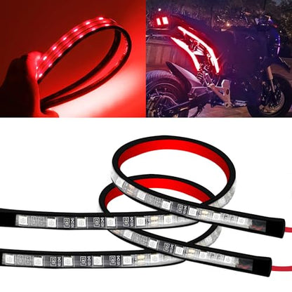 YONGMING 12 Volt Underglow Led Brake Light Strip, Tail Stop Turn Signal Flexible Led Light for Motorcycle Bike Car SUV RV Pack of 2 - Red - color: Red*2