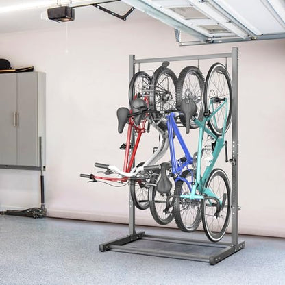 TORACK Garage Freestanding Hanging Bike Stand with Wheels, Heavy Duty Rolling 4 Bikes Vertical Bike Storage Stand Floor Bike Storage Rack - style: Bike stand for 4 bikes