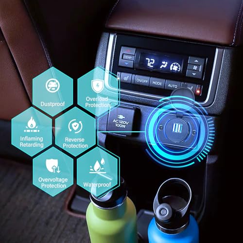 Anina 2pcs RV Dual USB Charger Socket with Cap 12V/24V Car Usb Outlet USB-A Port Panel Wall Surface Mount for Car RV Boat Marine Truck Automotive Motorcycle