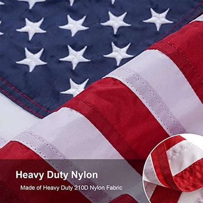 SYII American Flag 12x18 Inches, Embroidery 50 Stars Ensign Nautical US Boat Flags with 2 Brass Grommets, Heavy Duty Nylon Outdoor Banner for Marine Yacht UTV - color: 12x18 American Flag