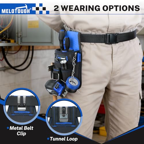 MELOTOUGH Pocket Tool Pouch Tool Belt Pouches with Belt Clip Utility Mini Tool Organizer Pouch for Electrician,Carpenter,Construction,Technician - color: Light Blue