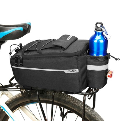 Lixada Bike Panniers Bike Trunk Bag Insulated Bag for Warm/Cool Items, Bicycle Rear Rack Storage Luggage Bicycle Seat Multifunctional Insulated Trunk Cooler Bag Shoulder Bag 11.4 6.3 6.7in - color: Black