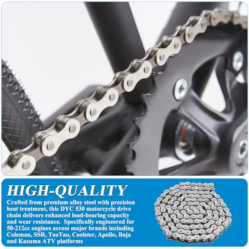 530 X-Ring 120 Links Drive Chain Universal Kit for 50/70/90/110/125/196/212cc Engines Fits SSR TaoTao Coolster Baja ATVs Mini Bikes Dirt Bikes Go-Karts and Includes Chain Breaker Tool
