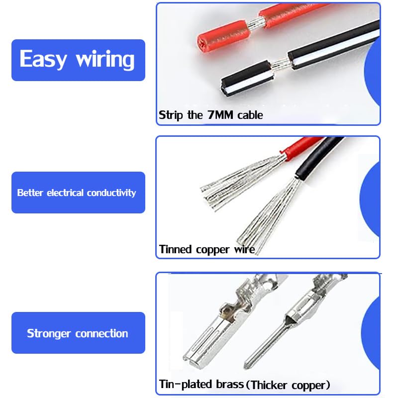 6 pin Waterproof Connectors,6 Wires Car Electrical Connector,with Wire 16 AWG Marine for Car,Truck,Boat,Motorcycle and Other Wire Connections. (3pairs) - size: 6-way