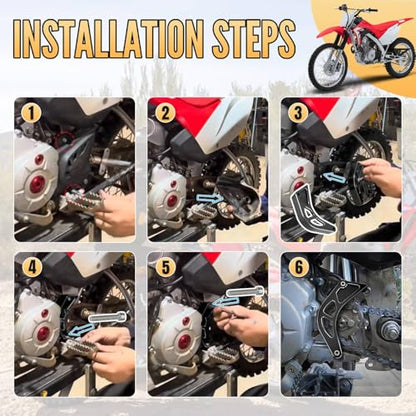 Canitu Black Front Sprocket Cover Guard,Motorcycle Aluminum Chain Guard Sprocket Engine Drive Cover Case Saver Protector Engine Case Protection for Honda CRF110 2013-2024 - color: Black