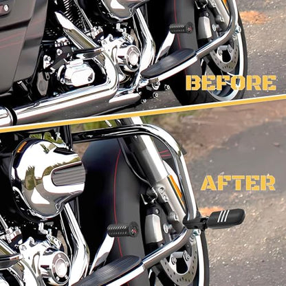 1 1/4" Highway Footpegs Engine Guard Footrest Clamp Mount Compatible with Harley Touring Softail Dyna Sportster Honda Kawasaki Suzuki Yamaha 1.25"(Black H01) - color: Black H01, size: 1 1/4 inch