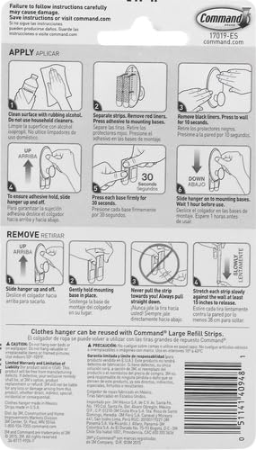 Command Clothes Hanger, 1 Hanger, 2 Strips/Pack, White, Large (Pack of 2) - size: Large (Pack of 2)