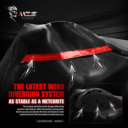 MZS Motorcycle Passenger Foot Pegs, 360° Roating Touring Floorboards + Motorcycle Cover Waterproof Outdoor, 420D All Season Weather Compatible with Dyna Electra Road Street Glide Road King Softail