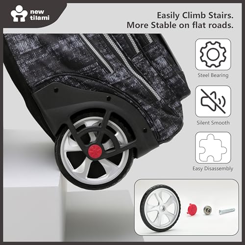NEW TILAMI 20" Rolling Backpack for Teens Adults, Climbing Stairs Waterproof Backpack with Wheels for School Business Trave Camping with Laptop Compartment, Fit 17 Inch Laptop, Grey Mosaic - color: Grey Mosaic
