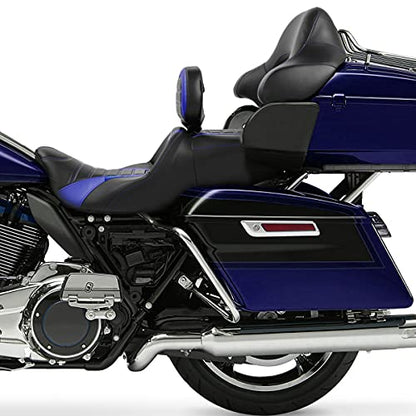 HR3 Wrap Around Backrest Pad for King Trunk Chopped Trunk Compatible with 2014-later Harley Touring Road King Road Glide Street Glide Electra Glide (Blue Stitches) - color: Blue Stitches