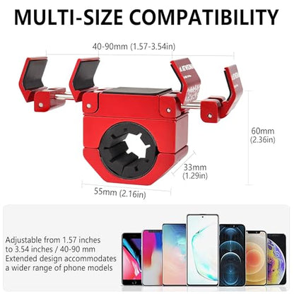Bike Handlebar Mounts for 4.5-7.5 Phones (Red) | 360 Degrees Rotate Aluminum Alloy Frame Half-Enclosure Design - color: Red