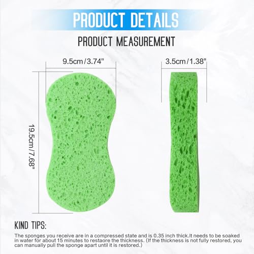 3PCS Car Wash Sponge, Heavy Duty Car Sponges for Washing, Car Accessories Large Sponges for Cleaning, Automotive Cleaning Supplies, Eco Friendly Sponge (7.68 x 3.74 x 1.38 Inch), Green - color: Green
