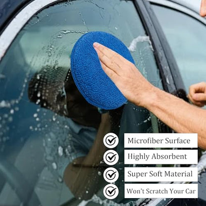 6Pcs 5inch Microfiber Wax Applicator Pads, Car Waxing and Polishing Pads, Ultra-Soft Foam Detailing Sponges for Car Cleaning, Scratch-Free Buffing and Interior Care - size: 6Pcs