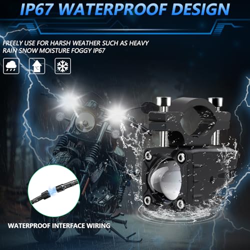 MONDEVIEW LED Motorcycle Auxiliary Light Kit, 5 Modes, Spot Driving Lights, Compatible with Tractor Truck ATV UTV SUV Boat, 2 PCS，Blue - color: Blue
