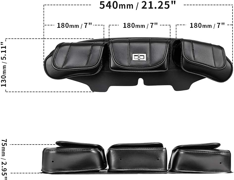 KEMIMOTO Windshield Bags Batwing Fairing 3 Pouches Pocket Compatible with 1996 1997 1998-2013 Touring Street Glide Road Glide FLHX FLH - style: Before 2014