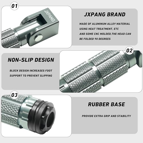 Universal Motorcycle Bicycle Folding Passenger Foot Pegs M8 Rearsets Rear Set Footrests Footpeg Foot Rest Peg Pedals For Bike Install Hole 8mm (A-ZDJT-012-Titanium) - color: A-ZDJT-012-Titanium