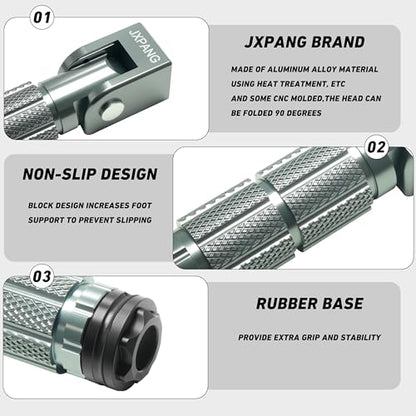 Universal Motorcycle Bicycle Folding Passenger Foot Pegs M8 Rearsets Rear Set Footrests Footpeg Foot Rest Peg Pedals For Bike Install Hole 8mm (A-ZDJT-012-Titanium) - color: A-ZDJT-012-Titanium