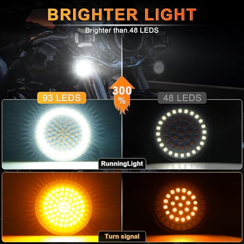 LivTee Extremely Bright Front Turn Signals & Running Switchback LED Lights Panel with 1157 Base Compatible for Harley Dyna Street Glide Road King, White/Amber - color: Front
