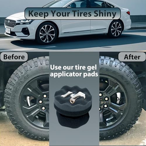 Tire Shine Applicator Pads, 2 Pcs Tire Dressing Applicator, Reusable Tire Shine Sponge Wave Contoured for Car Detailing, 3.15inch - size: 3.15inch-2 Black