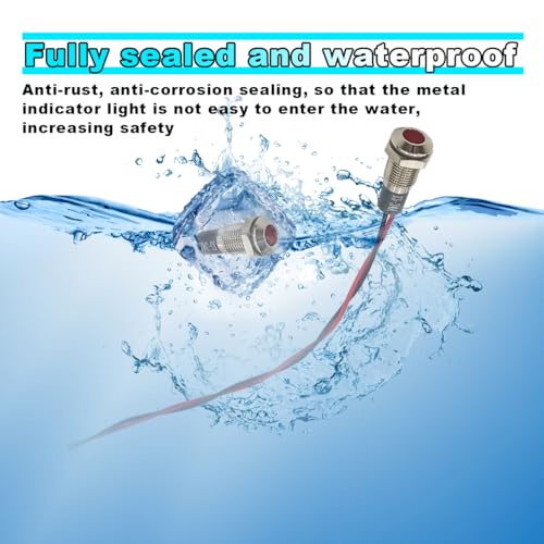 smilfuy 8mm/0.31" Signal Indicator Light, AC/DC 12V-24V Waterproof Panel Mount Warning Lamps with Wire, LED Signal Pilot Lamp for Car Truck Boat (Red) - color: Red